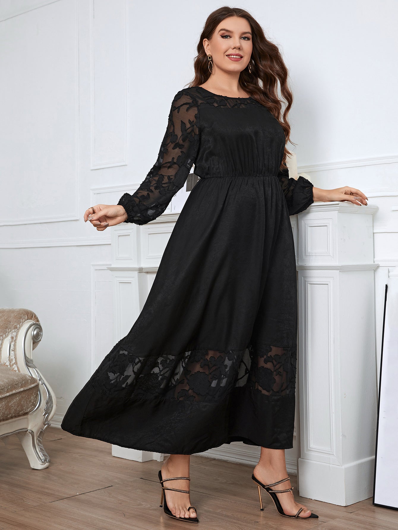 Formal Black Plus Size Ankle Length Dress