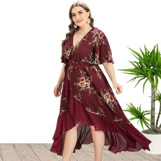 Day to Night Floral Printed V Neck Dress