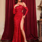 Sasha Sequined Lace-up Slit Evening Gown
