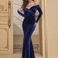 Elegant Off Shoulder Velvet Gown