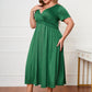 Semi Formal Green V Neck Plus Size Dress