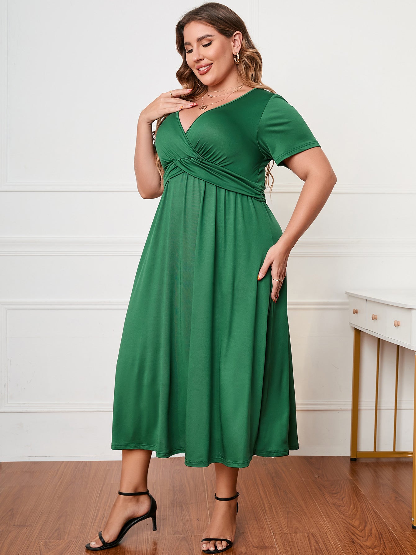 Semi Formal Green V Neck Plus Size Dress Something She Likes Wholesale Semi Formal Green V Neck Plus Size Dress Something She Likes Wholesale