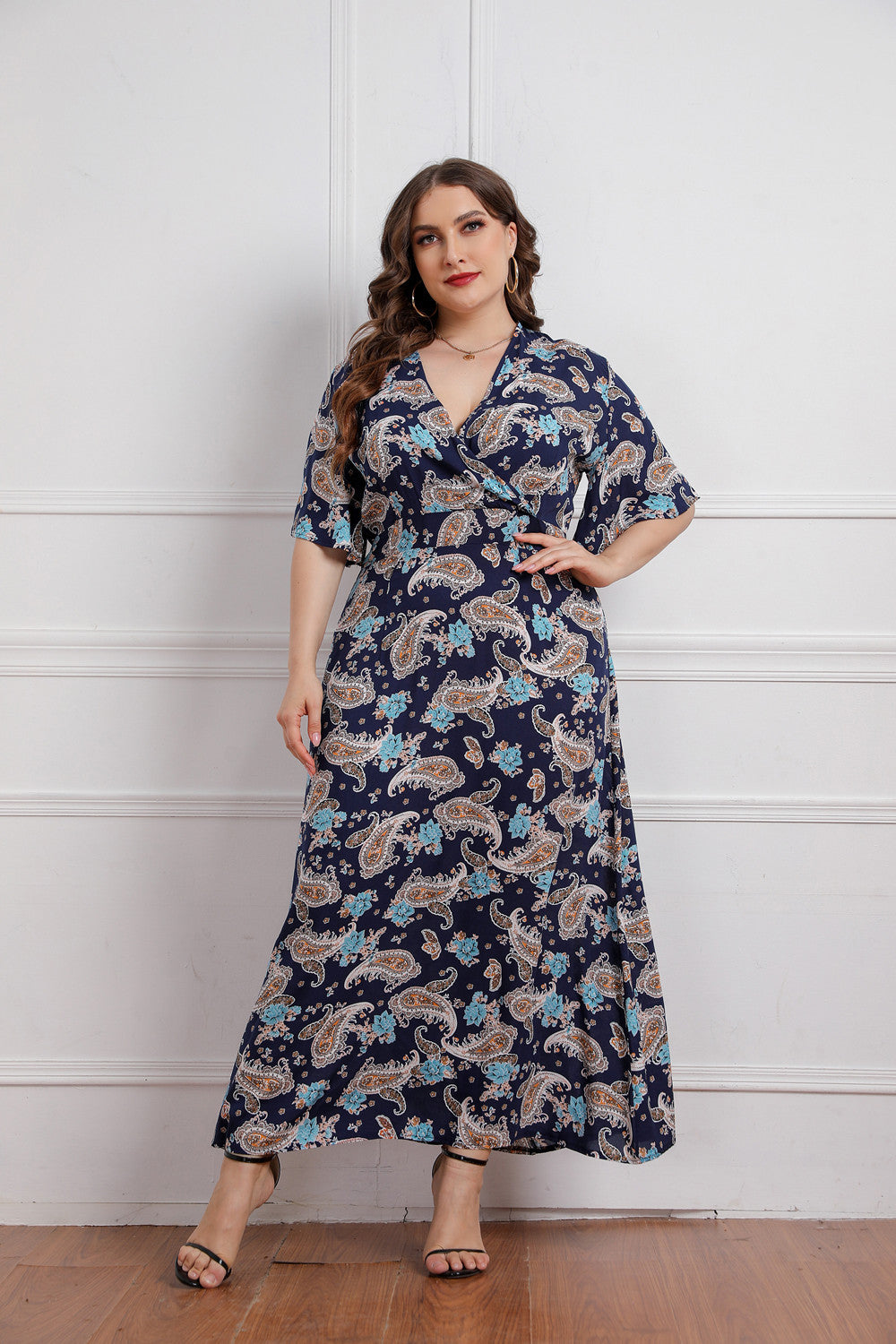 Paisley Printed Short Sleeve Dress