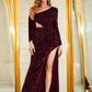 High Slit Sequined Cutout Dress
