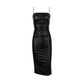 Black Faux Leather Midi Knee Length Dress