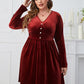 Dark Red V neck High Waist Dress