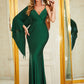 Green V Neck Fitted Gown