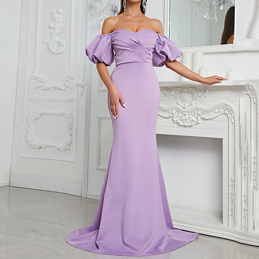 Lilac Off Shoulder Evening Gown