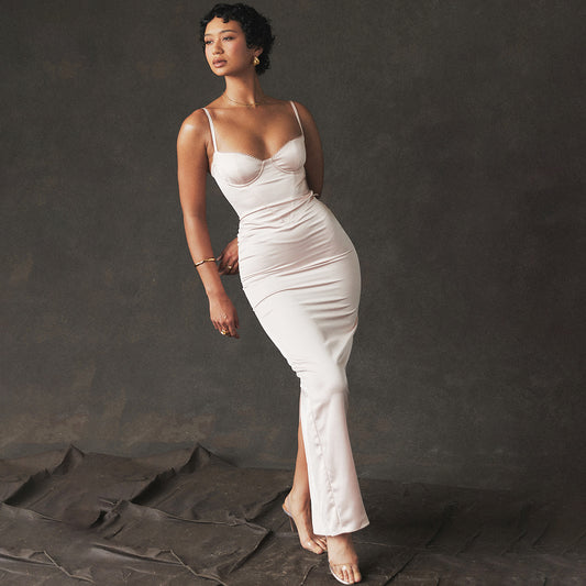 Slim Fit Satin Maxi Dress